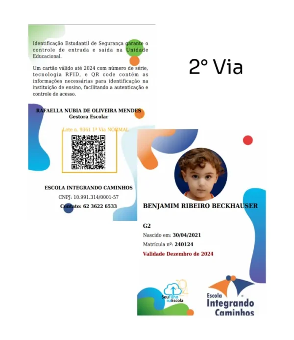 2° Via da Carteirinha de Identificação